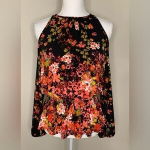 NWT Daily Thread Cold Shoulder Women Floral Boho Top Blouse Small